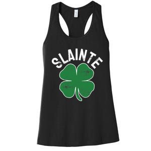 Slainte Beer Drinking Irish ST PATRICKS DAY Shamrock Funny Women's Racerback Tank