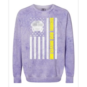 School Bus Driver American Flag, School Bus Driver Colorblast Crewneck Sweatshirt