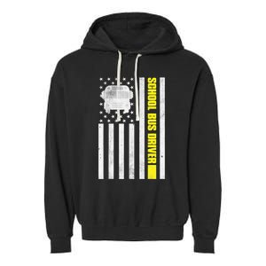 School Bus Driver American Flag, School Bus Driver Garment-Dyed Fleece Hoodie