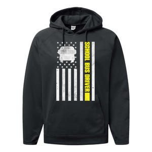 School Bus Driver American Flag, School Bus Driver Performance Fleece Hoodie