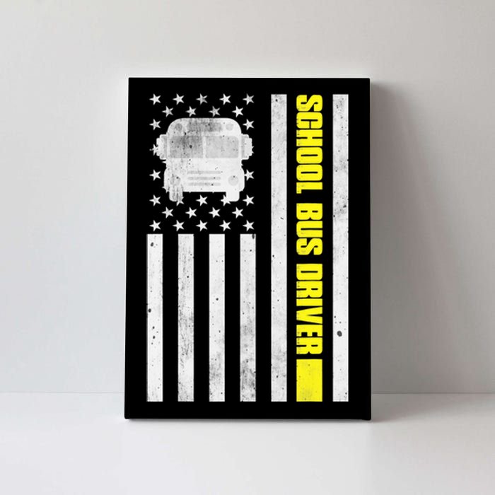 School Bus Driver American Flag, School Bus Driver Canvas