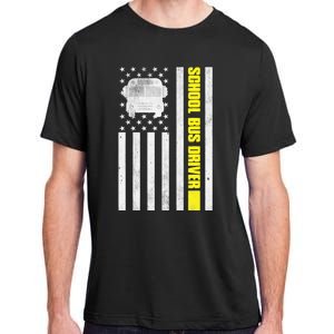 School Bus Driver American Flag, School Bus Driver Adult ChromaSoft Performance T-Shirt