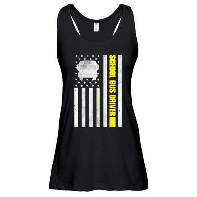 School Bus Driver American Flag, School Bus Driver Ladies Essential Flowy Tank