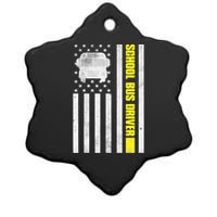 School Bus Driver American Flag, School Bus Driver Ceramic Star Ornament