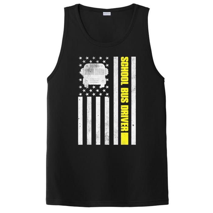 School Bus Driver American Flag, School Bus Driver PosiCharge Competitor Tank