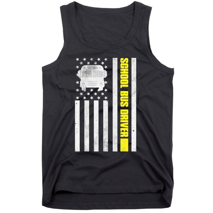 School Bus Driver American Flag, School Bus Driver Tank Top