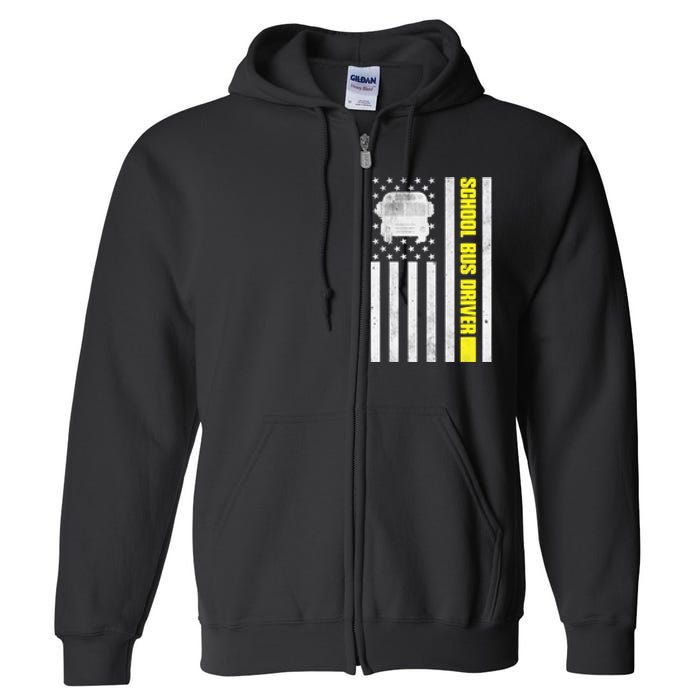 School Bus Driver American Flag, School Bus Driver Full Zip Hoodie