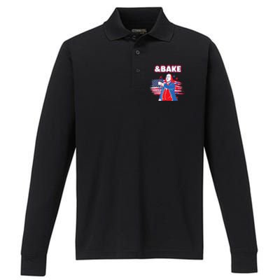 Shake & Bake Drinking American Presidents Happy 4th Of July Performance Long Sleeve Polo