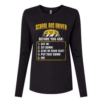 School Bus Driver Rules Work School BusDriver Womens Cotton Relaxed Long Sleeve T-Shirt