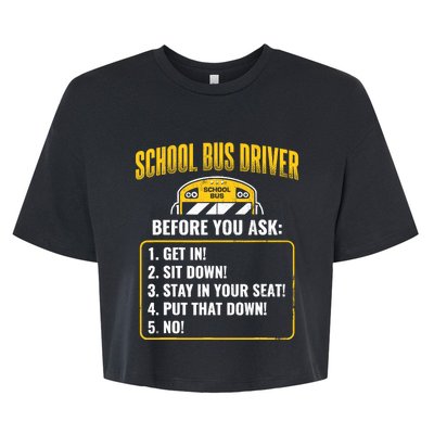 School Bus Driver Rules Work School BusDriver Bella+Canvas Jersey Crop Tee