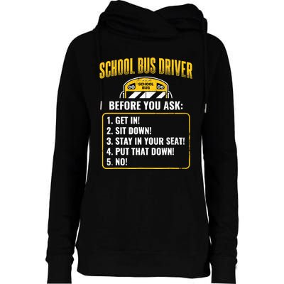 School Bus Driver Rules Work School BusDriver Womens Funnel Neck Pullover Hood