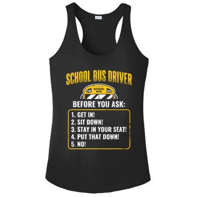 School Bus Driver Rules Work School BusDriver Ladies PosiCharge Competitor Racerback Tank