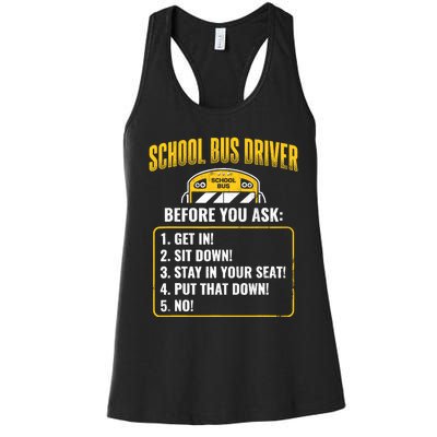 School Bus Driver Rules Work School BusDriver Women's Racerback Tank