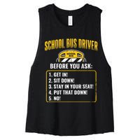 School Bus Driver Rules Work School BusDriver Women's Racerback Cropped Tank