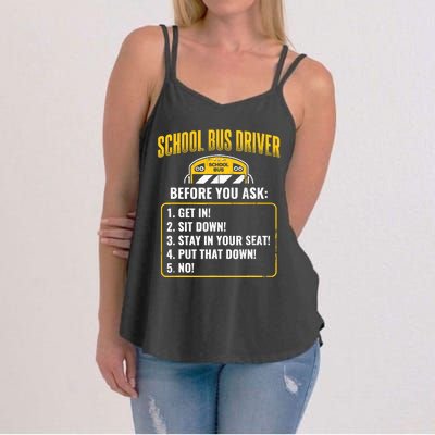 School Bus Driver Rules Work School BusDriver Women's Strappy Tank