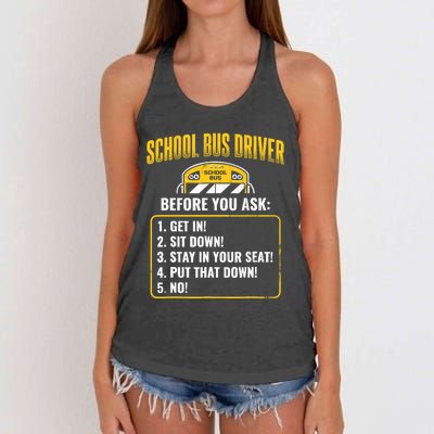 School Bus Driver Rules Work School BusDriver Women's Knotted Racerback Tank