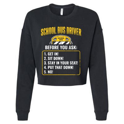 School Bus Driver Rules Work School BusDriver Cropped Pullover Crew