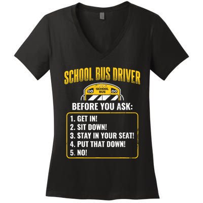 School Bus Driver Rules Work School BusDriver Women's V-Neck T-Shirt