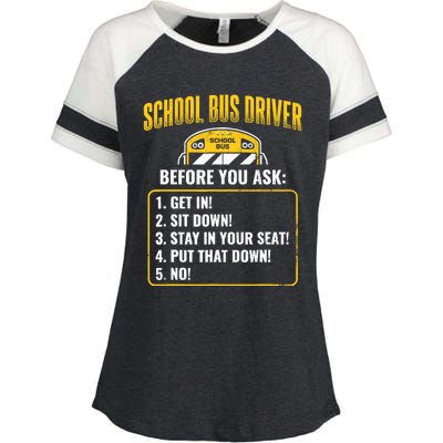 School Bus Driver Rules Work School BusDriver Enza Ladies Jersey Colorblock Tee