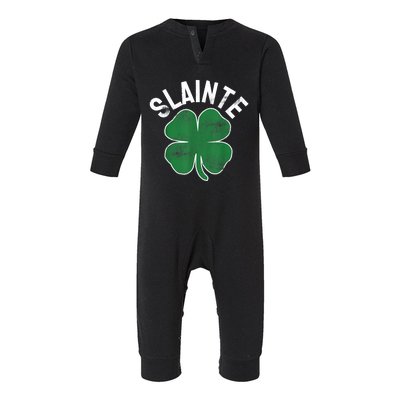 Slainte Beer Drinking Irish ST PATRICKS DAY Shamrock Funny Infant Fleece One Piece