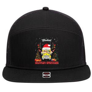 School Bus Driver Christmas Student Delivery Specialist Xmas 7 Panel Mesh Trucker Snapback Hat