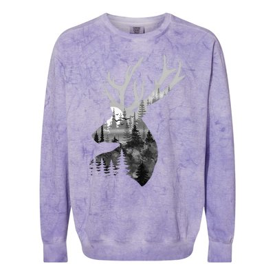 Silhouette Buck Deer Artwork Forest Wildlife Animal Lover Colorblast Crewneck Sweatshirt