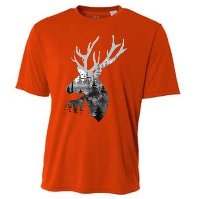 Silhouette Buck Deer Artwork Forest Wildlife Animal Lover Cooling Performance Crew T-Shirt