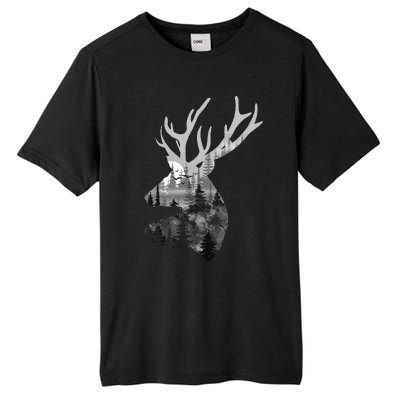 Silhouette Buck Deer Artwork Forest Wildlife Animal Lover Tall Fusion ChromaSoft Performance T-Shirt