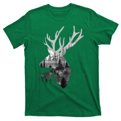 Silhouette Buck Deer Artwork Forest Wildlife Animal Lover T-Shirt