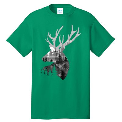 Silhouette Buck Deer Artwork Forest Wildlife Animal Lover Tall T-Shirt