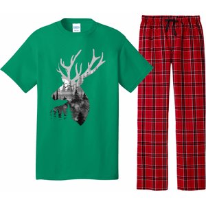 Silhouette Buck Deer Artwork Forest Wildlife Animal Lover Pajama Set