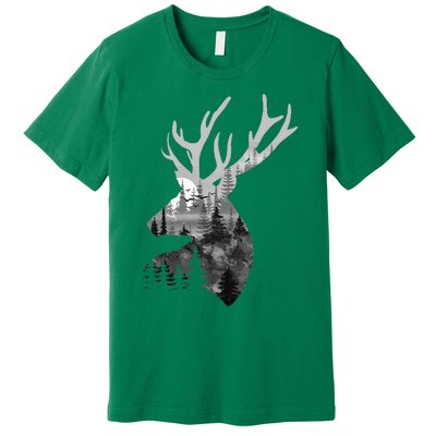 Silhouette Buck Deer Artwork Forest Wildlife Animal Lover Premium T-Shirt