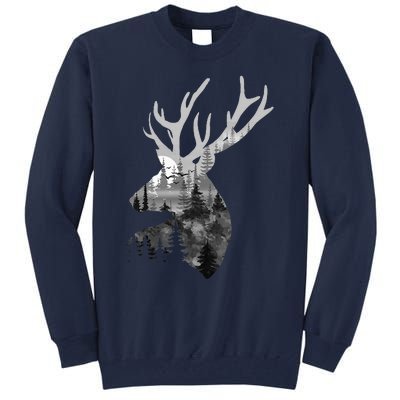 Silhouette Buck Deer Artwork Forest Wildlife Animal Lover Tall Sweatshirt