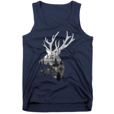 Silhouette Buck Deer Artwork Forest Wildlife Animal Lover Tank Top