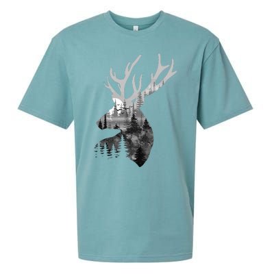 Silhouette Buck Deer Artwork Forest Wildlife Animal Lover Sueded Cloud Jersey T-Shirt