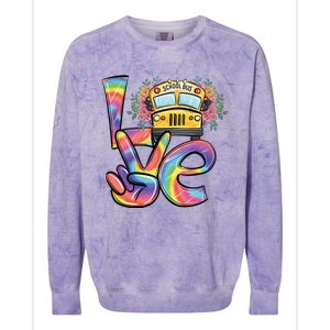 School Bus Driver Tie Dye Valentines Day Love Gift Colorblast Crewneck Sweatshirt