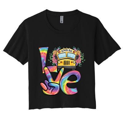 School Bus Driver Tie Dye Valentines Day Love Gift Crop Top