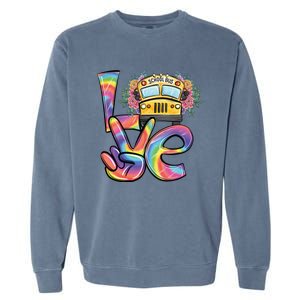 School Bus Driver Tie Dye Valentines Day Love Gift Garment-Dyed Sweatshirt