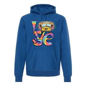 School Bus Driver Tie Dye Valentines Day Love Gift Premium Hoodie