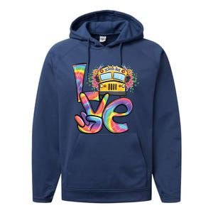 School Bus Driver Tie Dye Valentines Day Love Gift Performance Fleece Hoodie