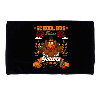 School Bus Driver Gobble Squad Thanksgiving Turkey Driver Gift Microfiber Hand Towel