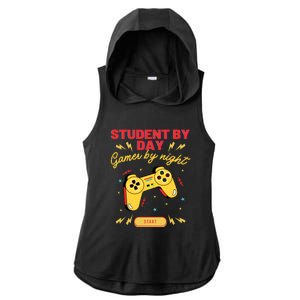 Student By Day Gamer By Night Ladies PosiCharge Tri-Blend Wicking Draft Hoodie Tank