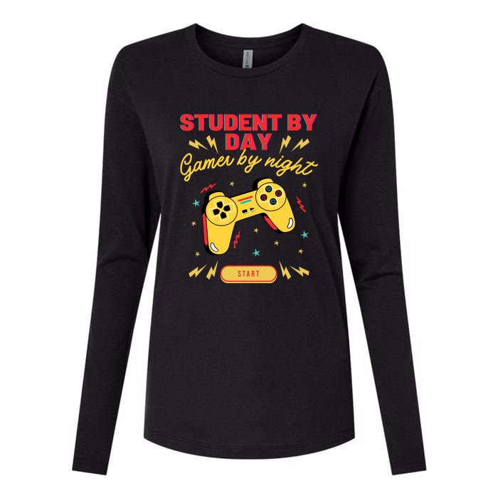 Student By Day Gamer By Night Womens Cotton Relaxed Long Sleeve T-Shirt