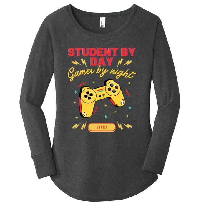 Student By Day Gamer By Night Women's Perfect Tri Tunic Long Sleeve Shirt