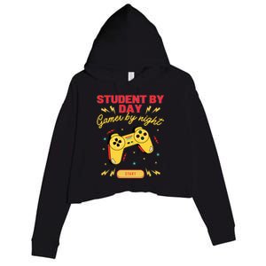 Student By Day Gamer By Night Crop Fleece Hoodie