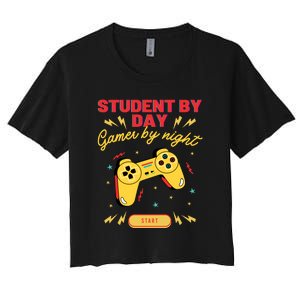 Student By Day Gamer By Night Women's Crop Top Tee