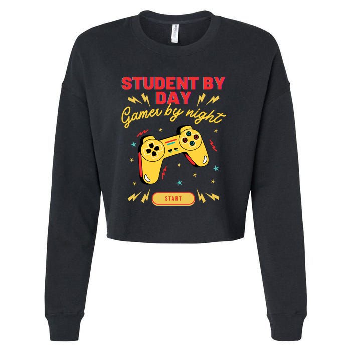 Student By Day Gamer By Night Cropped Pullover Crew