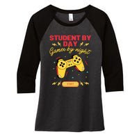 Student By Day Gamer By Night Women's Tri-Blend 3/4-Sleeve Raglan Shirt