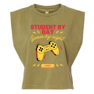 Student By Day Gamer By Night Garment-Dyed Women's Muscle Tee