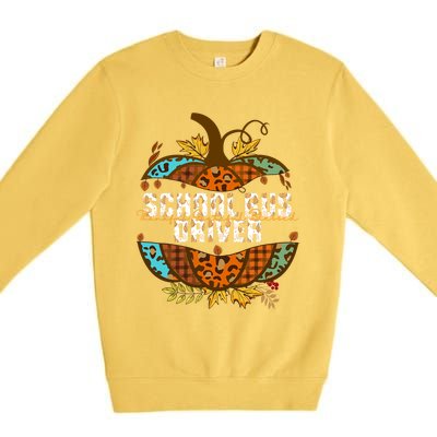 School Bus Driver Thankful Grateful Blessed Fall Pumpkin Gift Premium Crewneck Sweatshirt